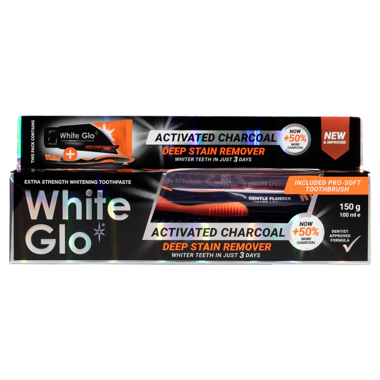 WhiteGlo CHARCOAL DEEP STAIN REMOVER Whitening Toothpaste (100ml)